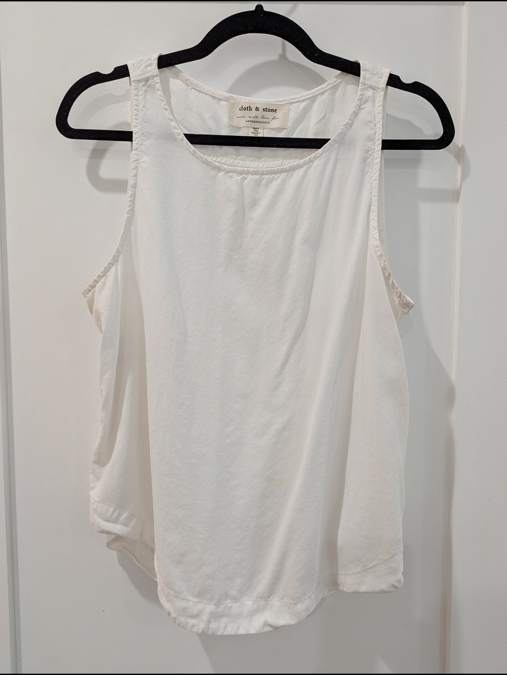 Cloth & Stone for Anthropologie White Sleeveless Scoop Neck Tank Top